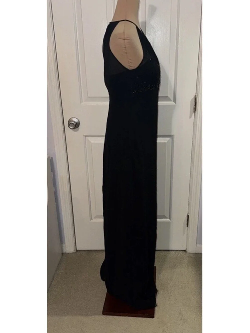 Michael Angelo Black Halter Gown Beaded Waist Formal Evening Dress size 2